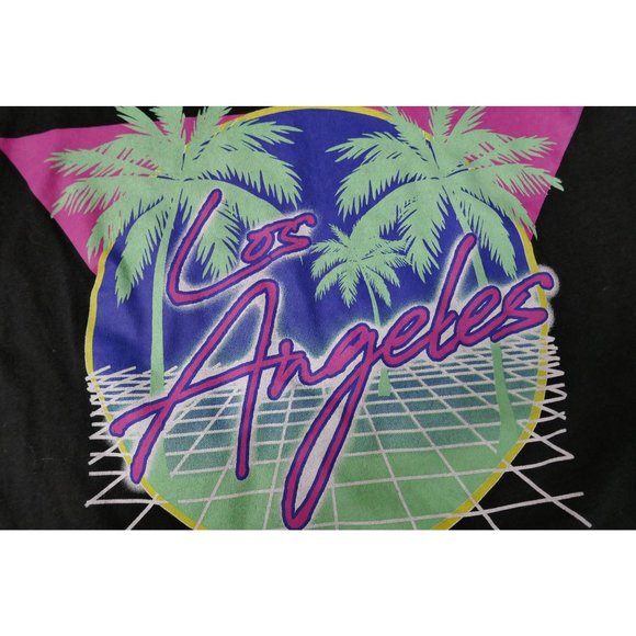 Chemistry Brand Los Angeles Black 90s Inspired Graphic Seamless Crop T-Shirt SM - Picture 6 of 7